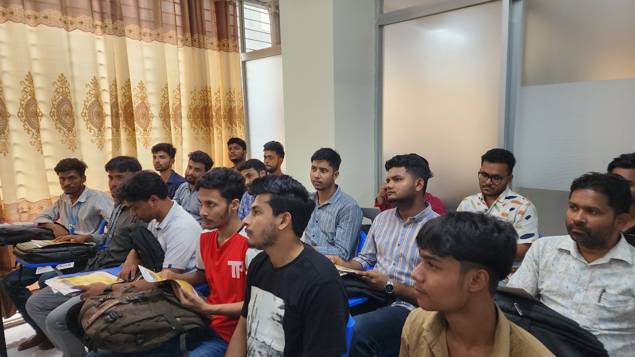 Students studying in Mehul classroom